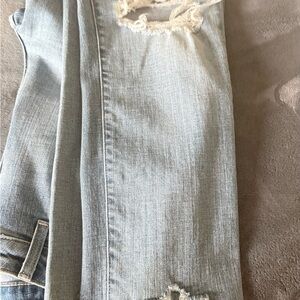 L'AGENCE Light Wash Skinny Ripped Jeans
